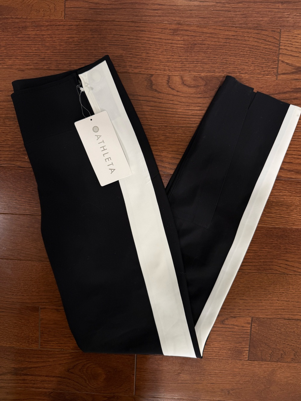Athleta Black Tights with White Side Panels